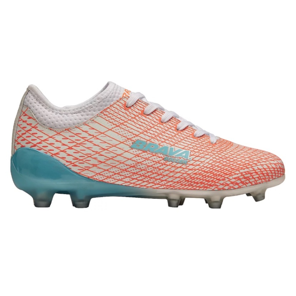 Brava Women's Deflector 2.0 Soccer Cleats, size 8, orange/white/teal